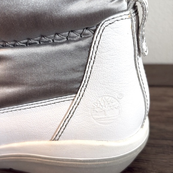 [Timberland] White Gray Leather Side Zip Knee High Winter Snow Boots Women’s 7.5 - Picture 8 of 14